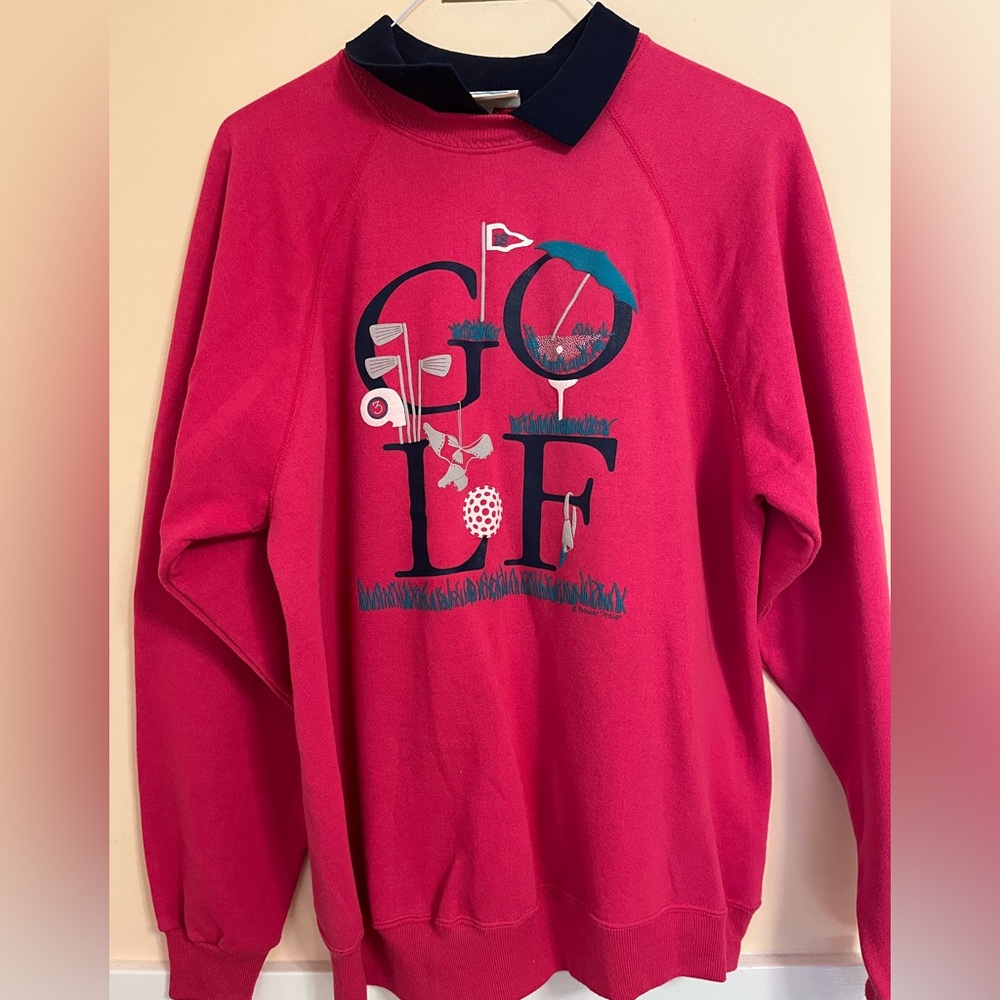 Women’s XL Brindar Brand Pink Golf Sweatshirt, 50%Cotton / 50% Polyester